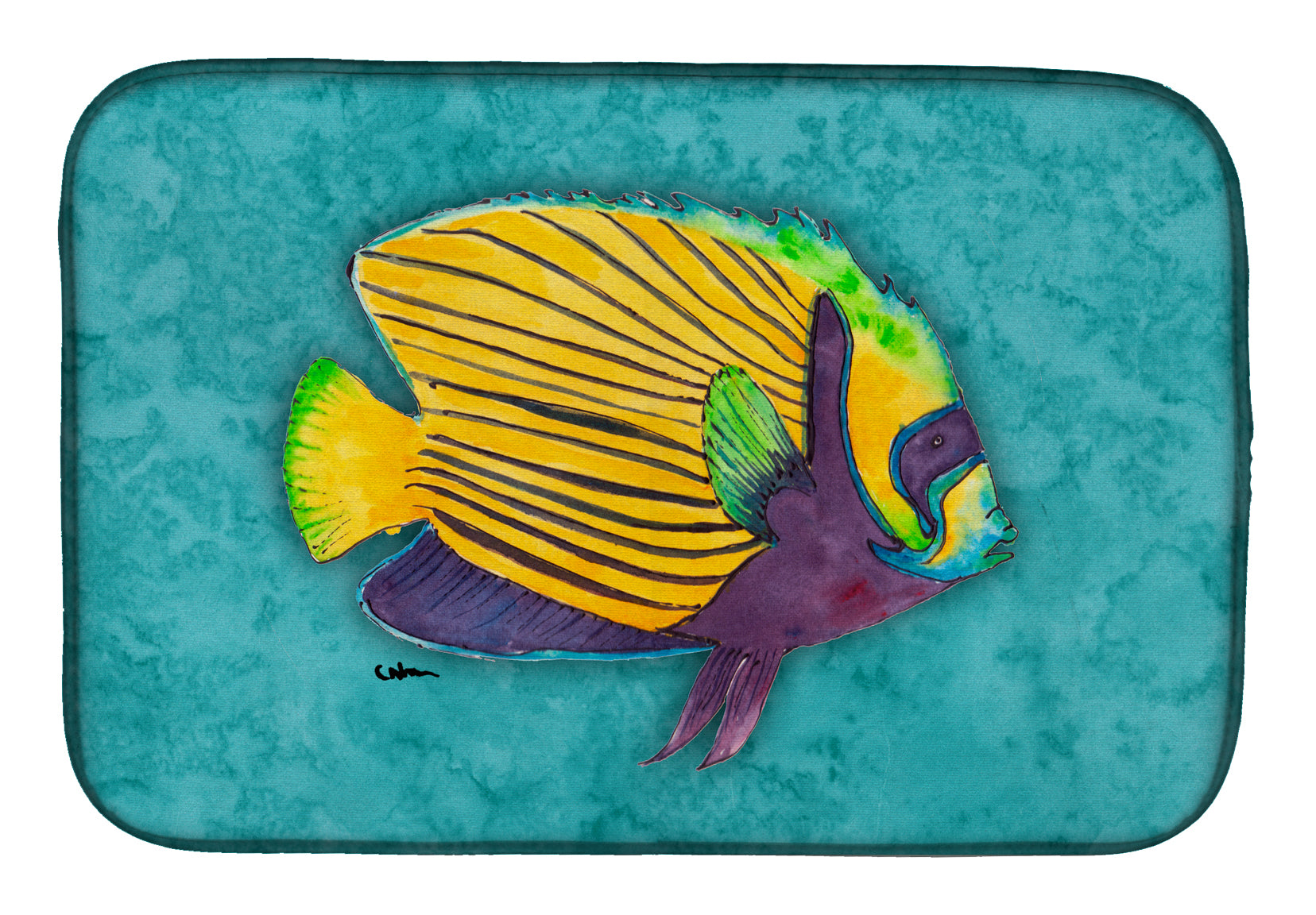 Tropical Fish Dish Drying Mat Absorbent Dish Drying Mat Pad for Kitchen Counter Dish Drainer Mat for Countertop, 14 x 21", Multicolor