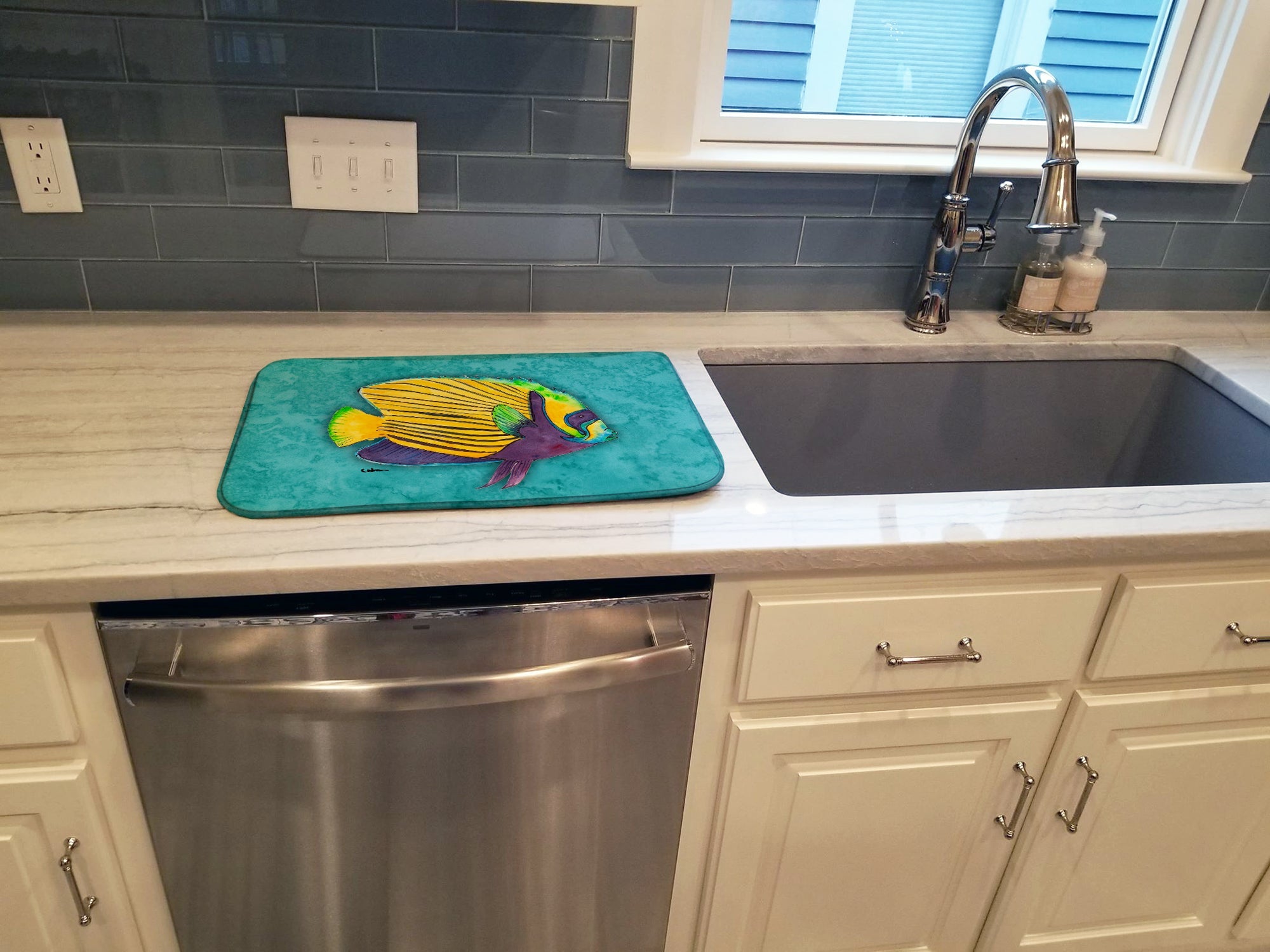 Tropical Fish Dish Drying Mat Absorbent Dish Drying Mat Pad for Kitchen Counter Dish Drainer Mat for Countertop, 14 x 21", Multicolor