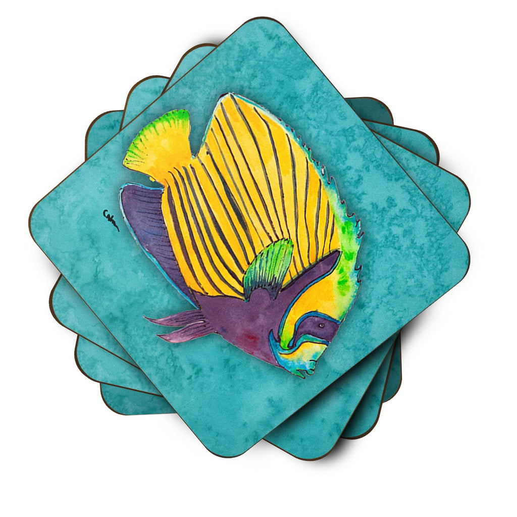 Tropical Fish Foam Coasters Set of 4 Cup Coasters for Indoor Outdoor, Tabletop Protection, Anti Slip, Mouse pad Material