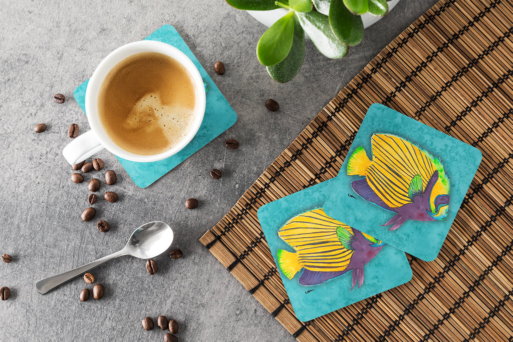 Tropical Fish Foam Coasters Set of 4 Cup Coasters for Indoor Outdoor, Tabletop Protection, Anti Slip, Mouse pad Material