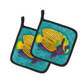 Tropical Fish Pot Holder Set of 2 Heat Resistant Quilted Hot Pads 7.5 x 7.5 Inch, Insulated Kitchen Trivets for Cooking & Baking
