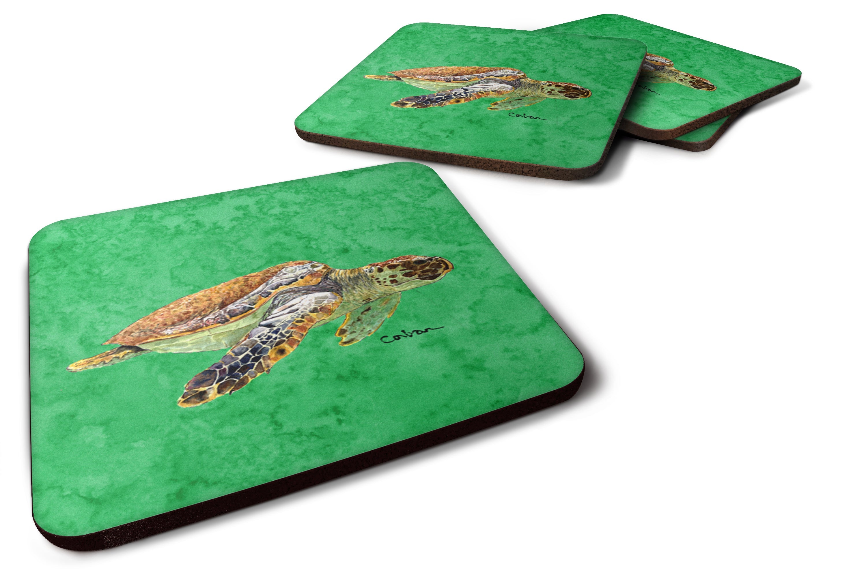 Turtle Foam Coasters Set of 4 Cup Coasters for Indoor Outdoor, Tabletop Protection, Anti Slip, Mouse pad Material