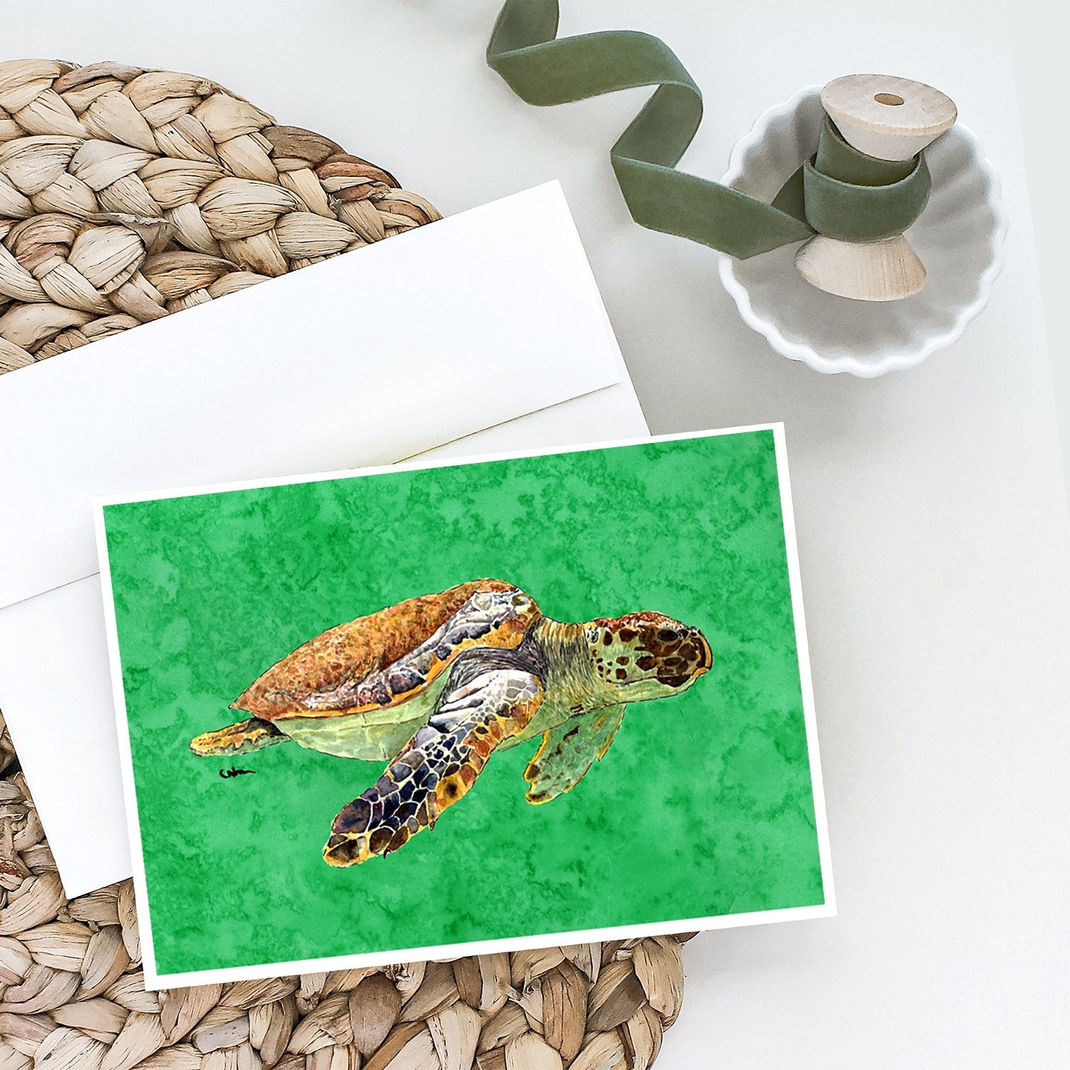 Turtle Greeting Cards Pack of 8 Blank Cards with Envelopes Whimsical A7 Size 5x7