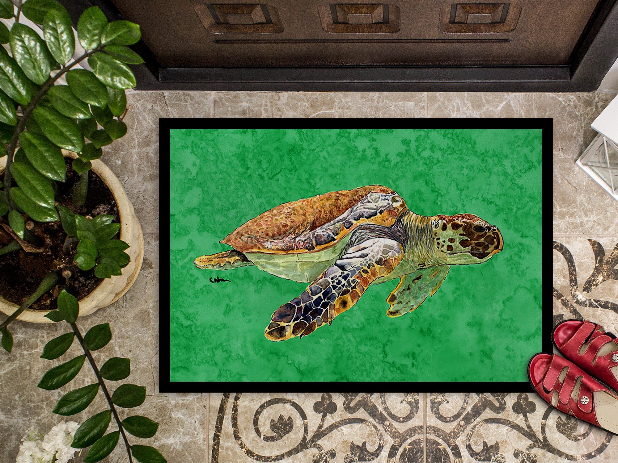 Turtle Doormat Indoor Outdoor 24H X 36W Front Door Mat Rugs for Entryway, Non Slip Washable Low Pile,