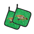 Turtle Pot Holder Set of 2 Heat Resistant Quilted Hot Pads 7.5 x 7.5 Inch, Insulated Kitchen Trivets for Cooking & Baking