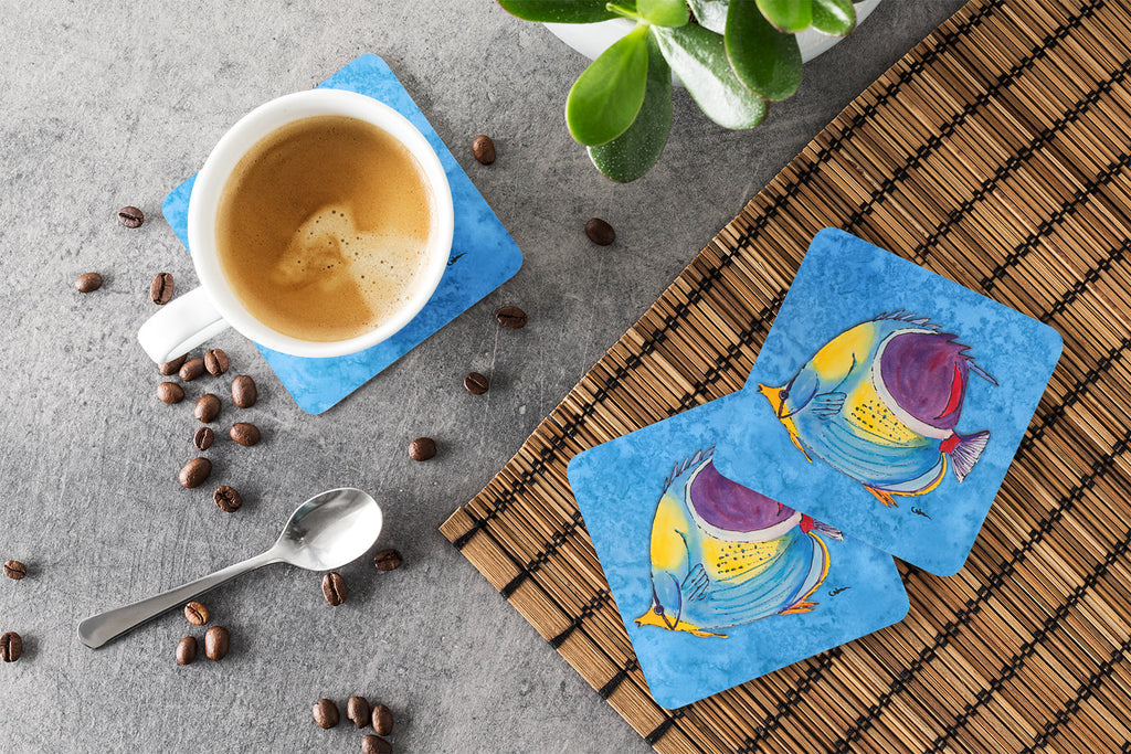 Tropical Fish Foam Coasters Set of 4 Cup Coasters for Indoor Outdoor, Tabletop Protection, Anti Slip, Mouse pad Material