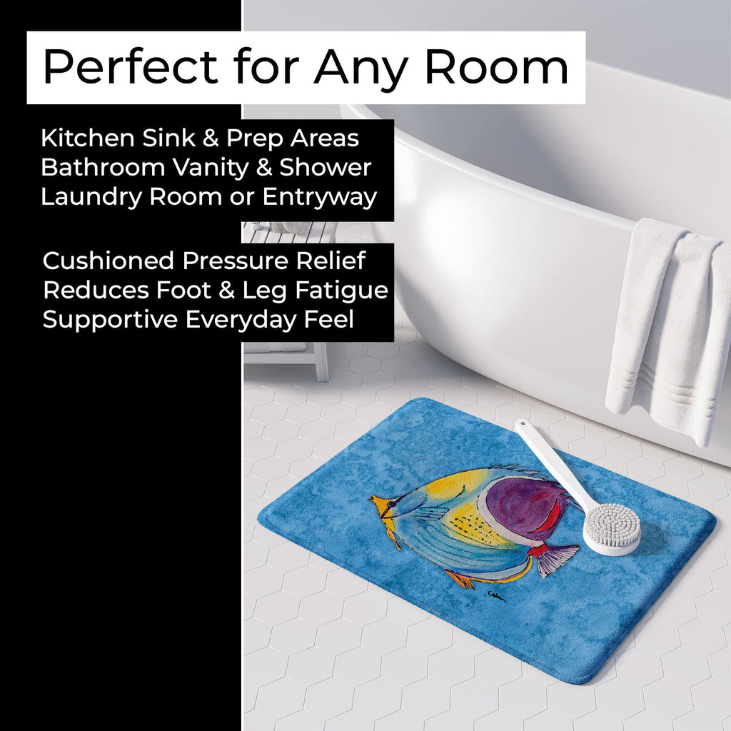 Tropical Fish Memory Foam Kitchen Mat Machine Washable Anti-Fatigue Cushion Comfort Bath or Kitchen Rug
