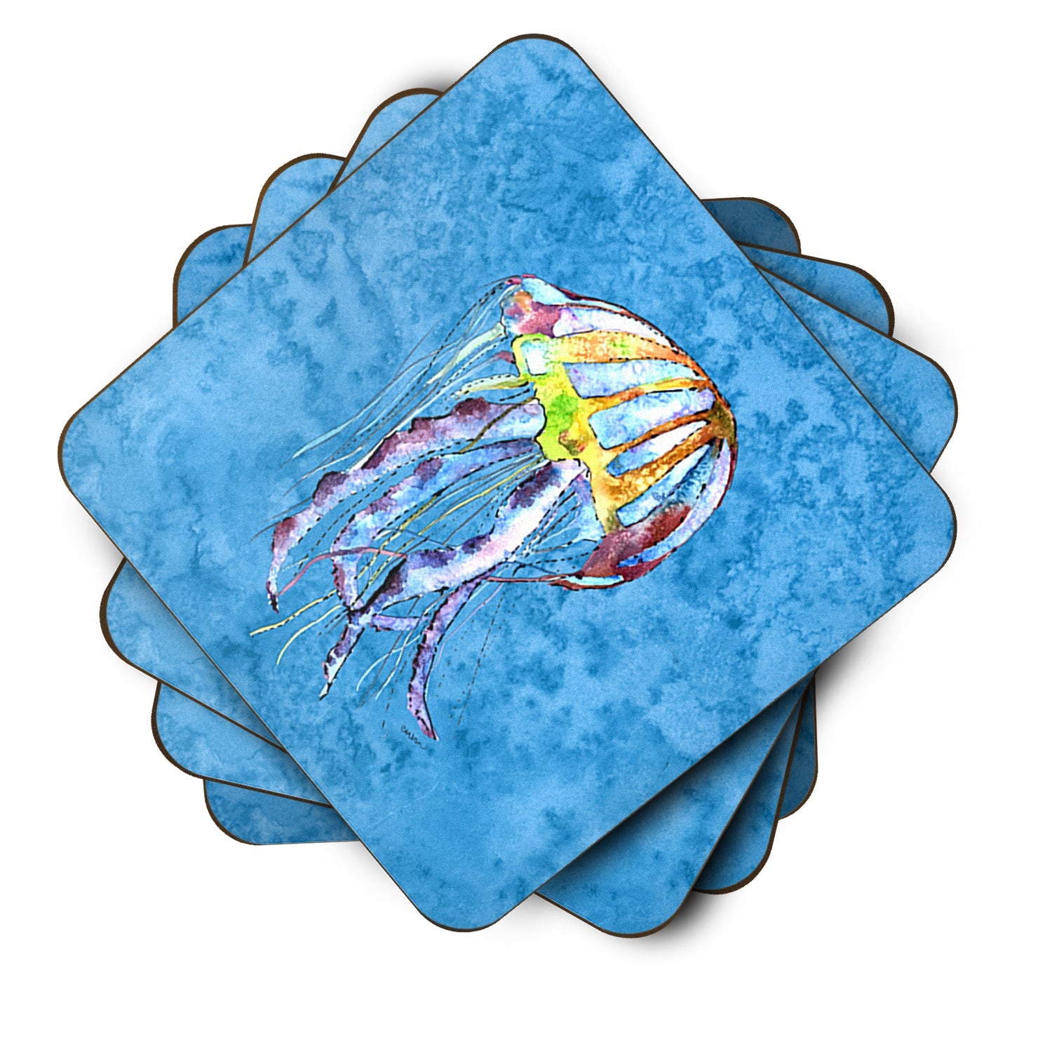 Jellyfish Foam Coasters Set of 4 Cup Coasters for Indoor Outdoor, Tabletop Protection, Anti Slip, Mouse pad Material
