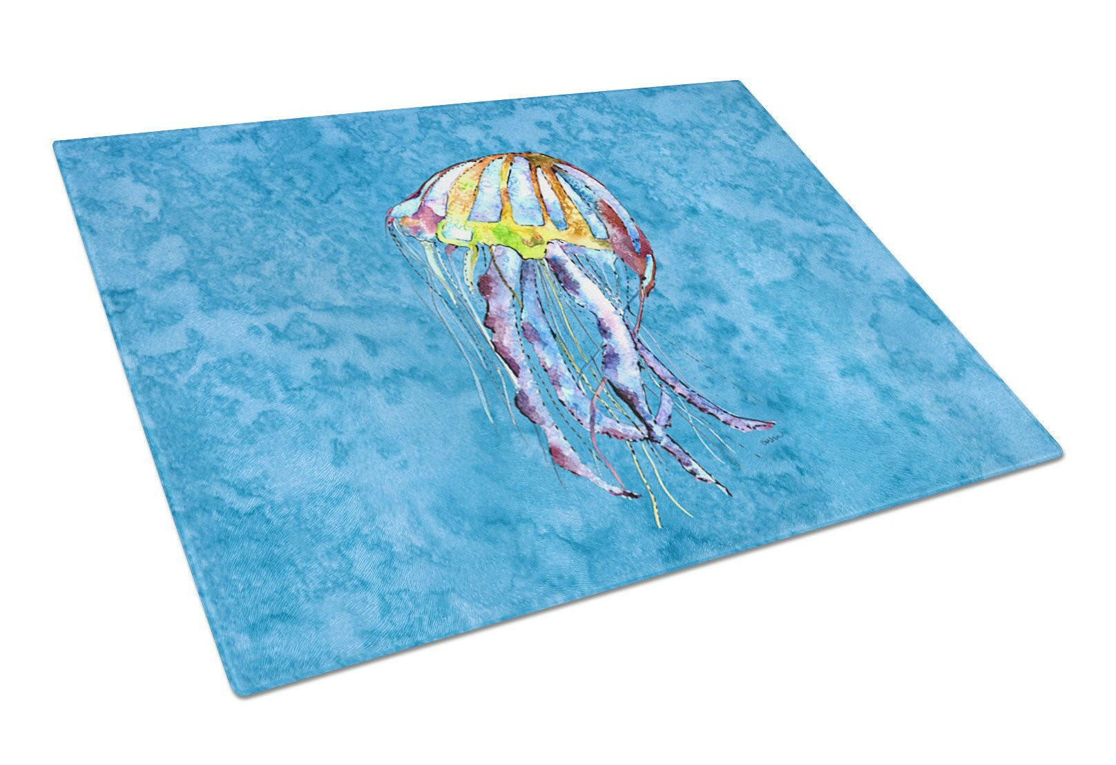 Jellyfish Cutting Board Tempered Glass Kitchen Cutting Surface, Heat Resistant Chopping, Non-Slip Feet, Food Prep & Serving