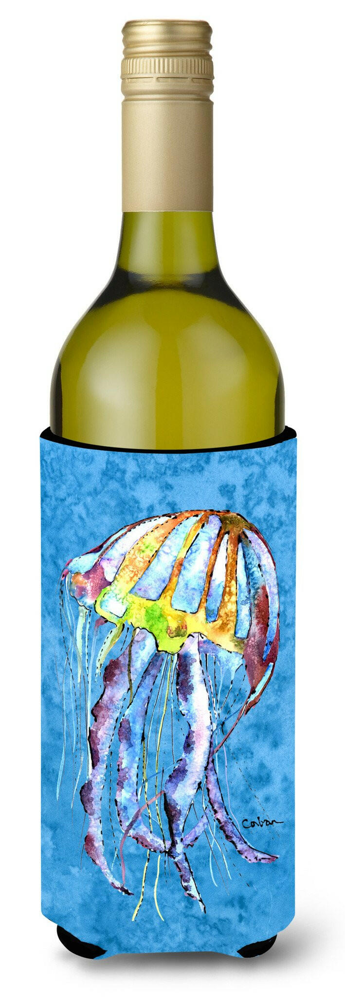 Jellyfish Wine Bottle Hugger Gift Sleeve for Standard 750 ml Bottles, Insulated Reusable Also Fits Mini Shot & Pint Bottles