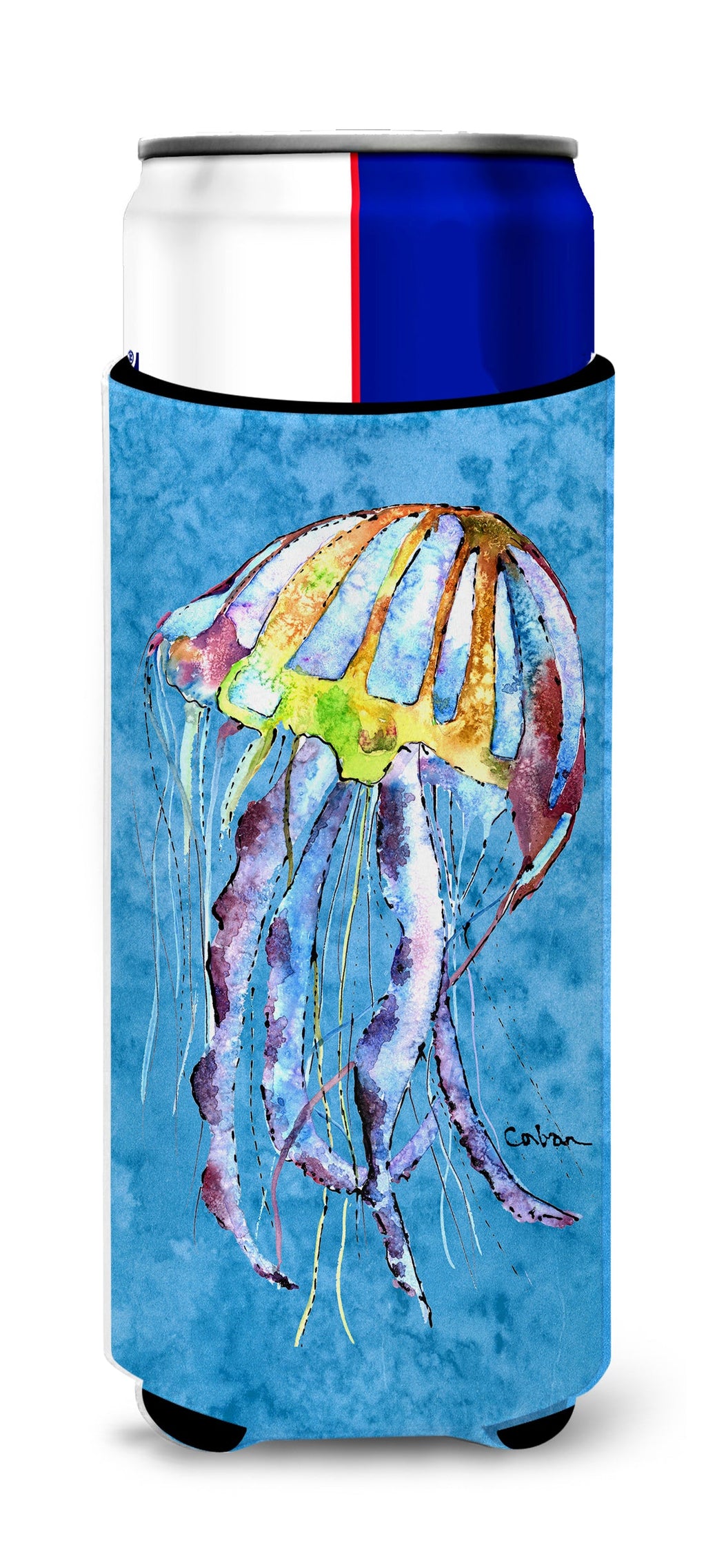 Jellyfish Slim Can Hugger , Insulated Foam Hugger for 12 oz Slim Cans, Beer Bottles & Water Bottles, Printed in USA