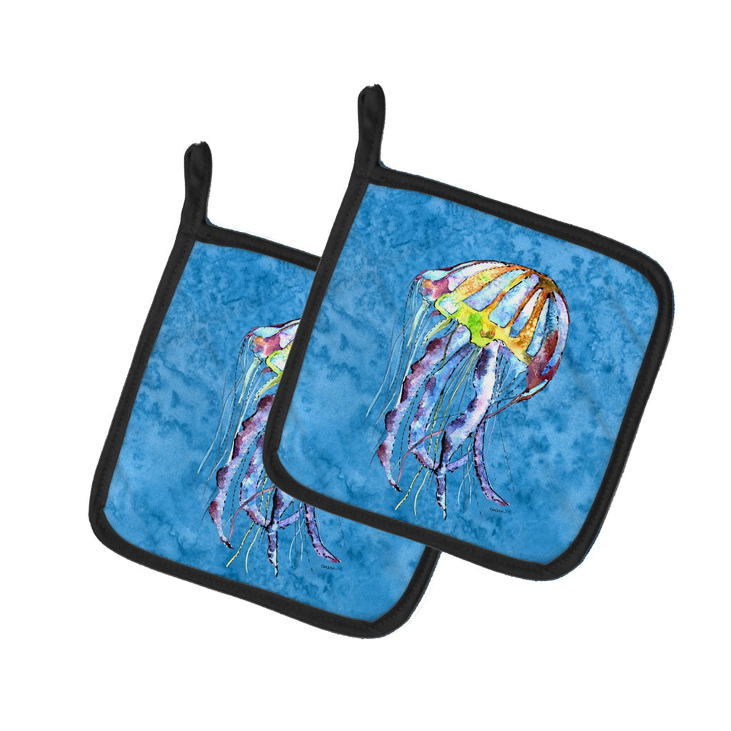 Jellyfish Pot Holder Set of 2 Heat Resistant Quilted Hot Pads 7.5 x 7.5 Inch, Insulated Kitchen Trivets for Cooking & Baking