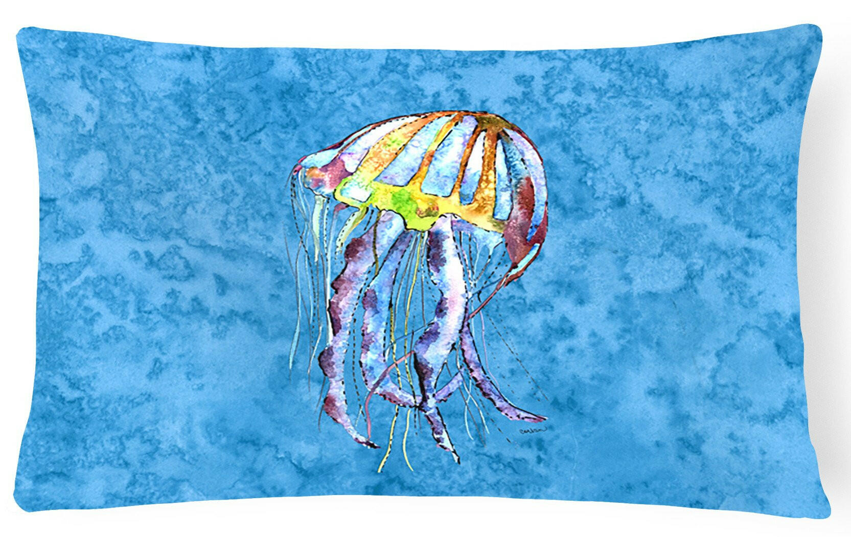 Jellyfish Decorative Throw Pillow 12x16 Indoor Outdoor Accent Cushion, Fabric Cover with Insert for Sofa, Bed, Porch & Living Room