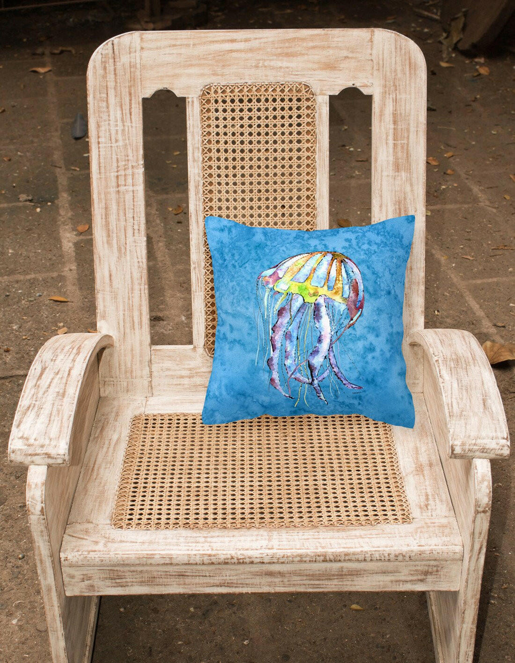 Jellyfish Decorative Throw Pillow 14x14 Indoor Outdoor Accent Cushion, Fabric Cover with Insert for Sofa, Bed, Porch & Living Room