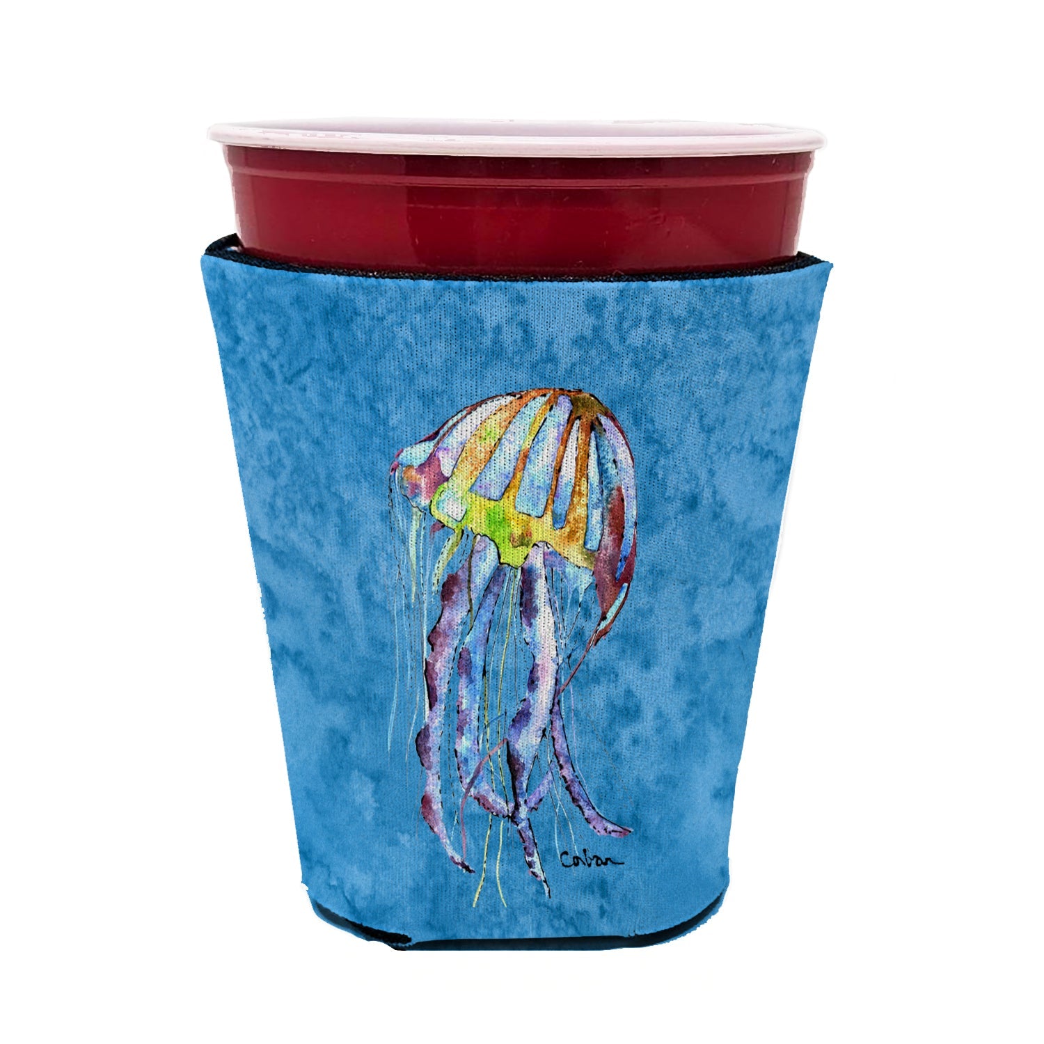 Jellyfish Red Cup Hugger Sleeve for 16–22 oz Party Cups, Insulated Foam Drink Holder for Iced Coffee, Tailgate & BBQ Reusable