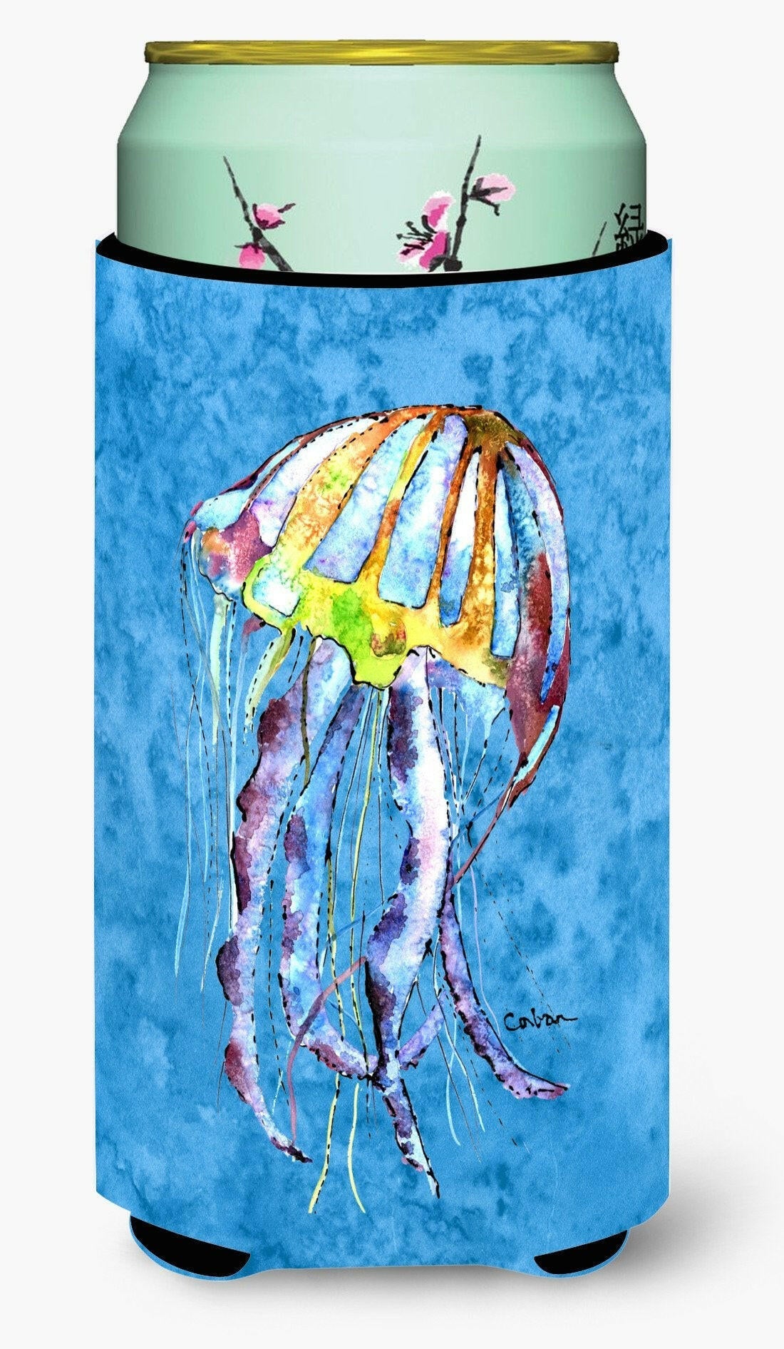 Jellyfish Tall Boy Hugger Can Cooler Sleeve Machine Washable Drink Collapsible Insulator Beverage Insulated Holder