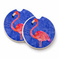 Flamingo Set of 2 Cup Holder Car Coasters Absorbent Round Sandstone Coasters Gifts for Men or Women, 2.5, Multicolor