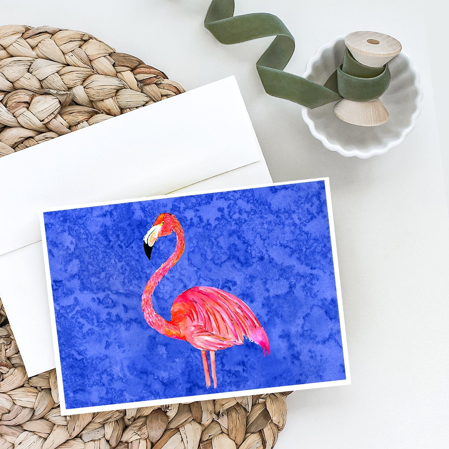Flamingo Greeting Cards Pack of 8 Blank Cards with Envelopes Whimsical A7 Size 5x7