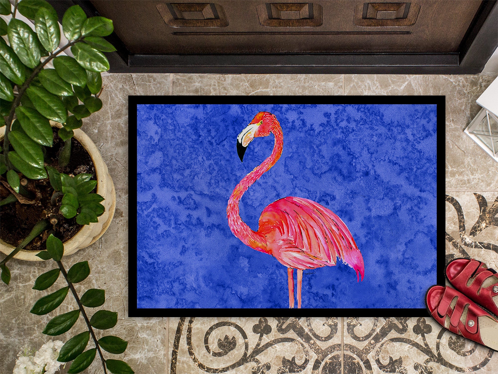 Flamingo Doormat Indoor Outdoor 24H X 36W Front Door Mat Rugs for Entryway, Non Slip Washable Low Pile,