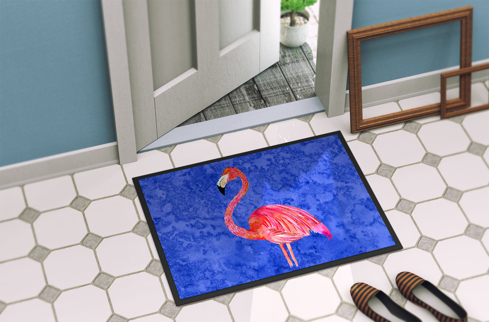 Flamingo Doormat Indoor Outdoor 24H X 36W Front Door Mat Rugs for Entryway, Non Slip Washable Low Pile,