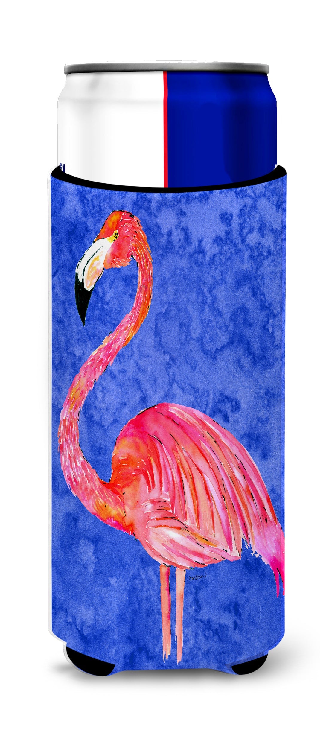 Flamingo Slim Can Hugger , Insulated Foam Hugger for 12 oz Slim Cans, Beer Bottles & Water Bottles, Printed in USA