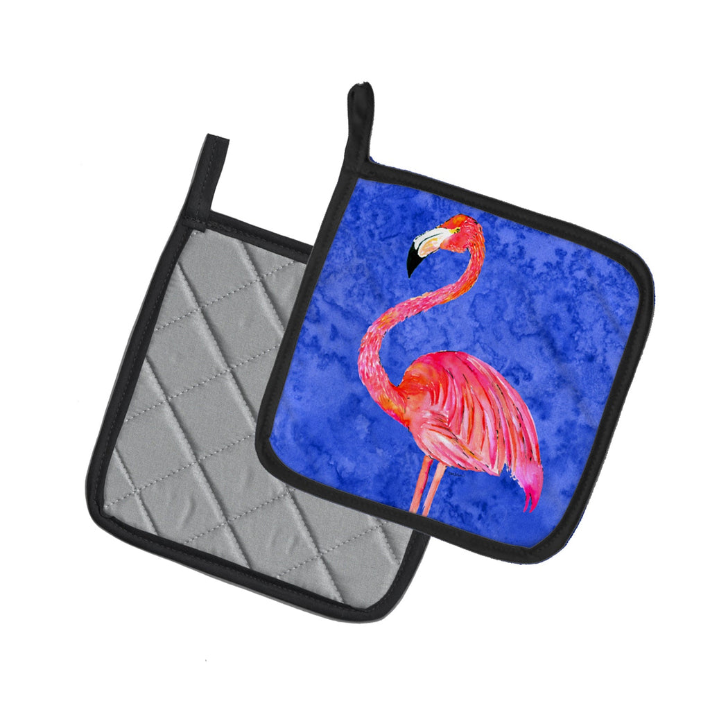 Flamingo Pot Holder Set of 2 Heat Resistant Quilted Hot Pads 7.5 x 7.5 Inch, Insulated Kitchen Trivets for Cooking & Baking