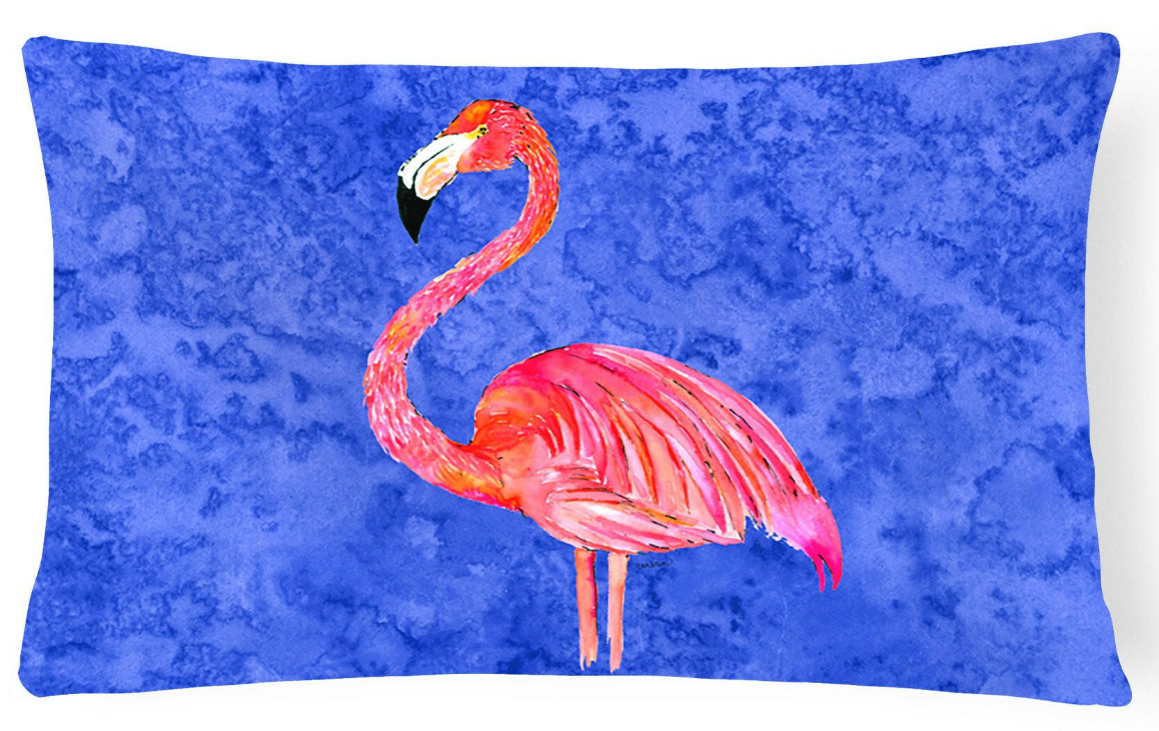 Flamingo Decorative Throw Pillow 12x16 Indoor Outdoor Accent Cushion, Fabric Cover with Insert for Sofa, Bed, Porch & Living Room