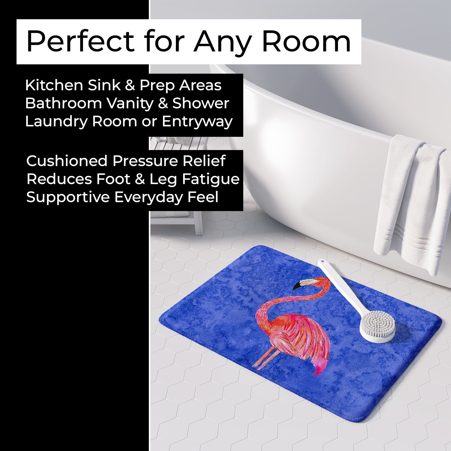 Flamingo Memory Foam Kitchen Mat Machine Washable Anti-Fatigue Cushion Comfort Bath or Kitchen Rug