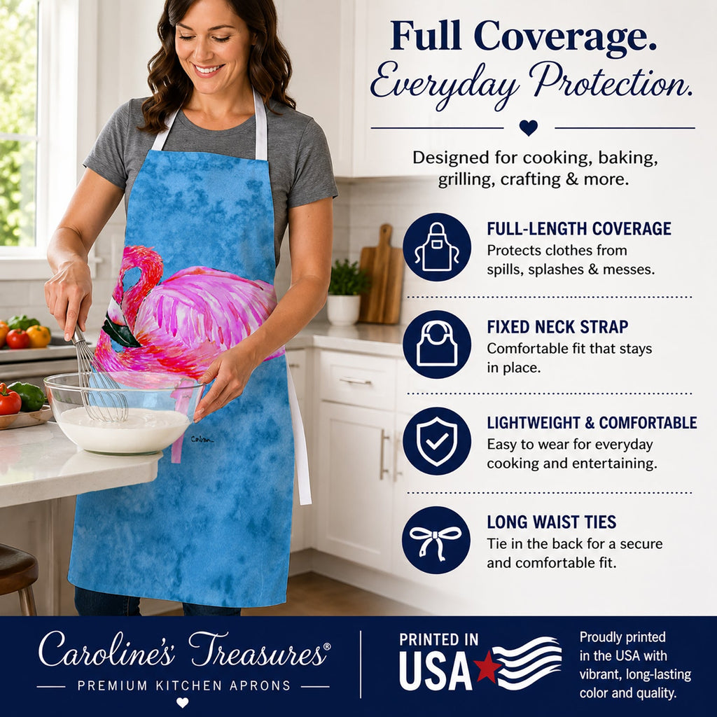 Flamingo Apron Cooking Kitchen Server Baking Crafts Gardening for Adult Women Men, Unisex, Large, Multicolor