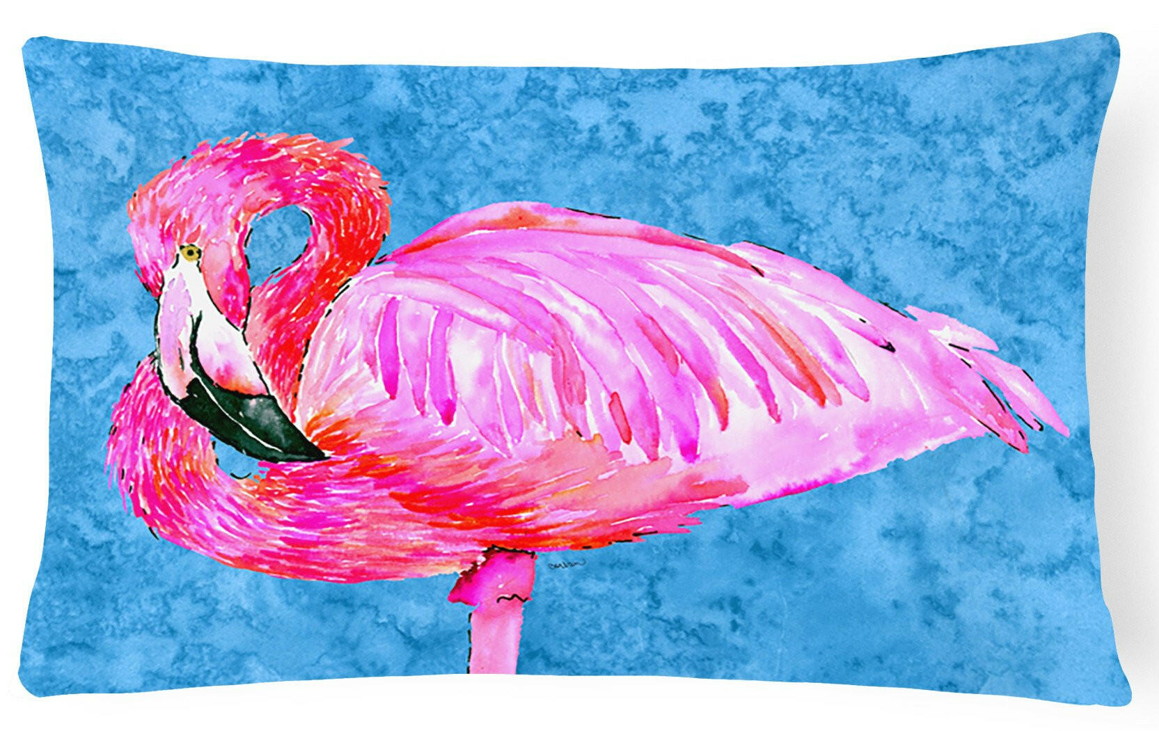 Flamingo Decorative Throw Pillow 12x16 Indoor Outdoor Accent Cushion, Fabric Cover with Insert for Sofa, Bed, Porch & Living Room
