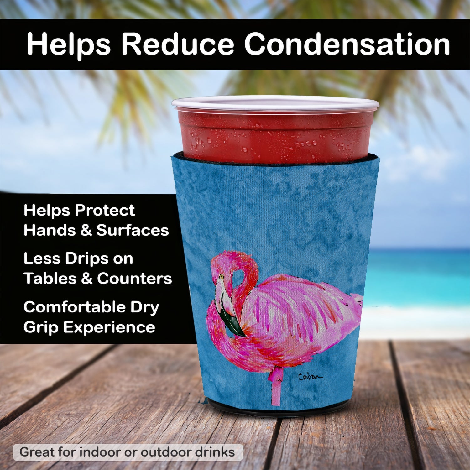 Flamingo Red Cup Hugger Sleeve for 16–22 oz Party Cups, Insulated Foam Drink Holder for Iced Coffee, Tailgate & BBQ Reusable