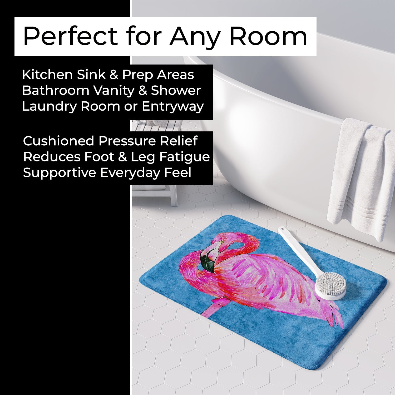 Flamingo Memory Foam Kitchen Mat Machine Washable Anti-Fatigue Cushion Comfort Bath or Kitchen Rug