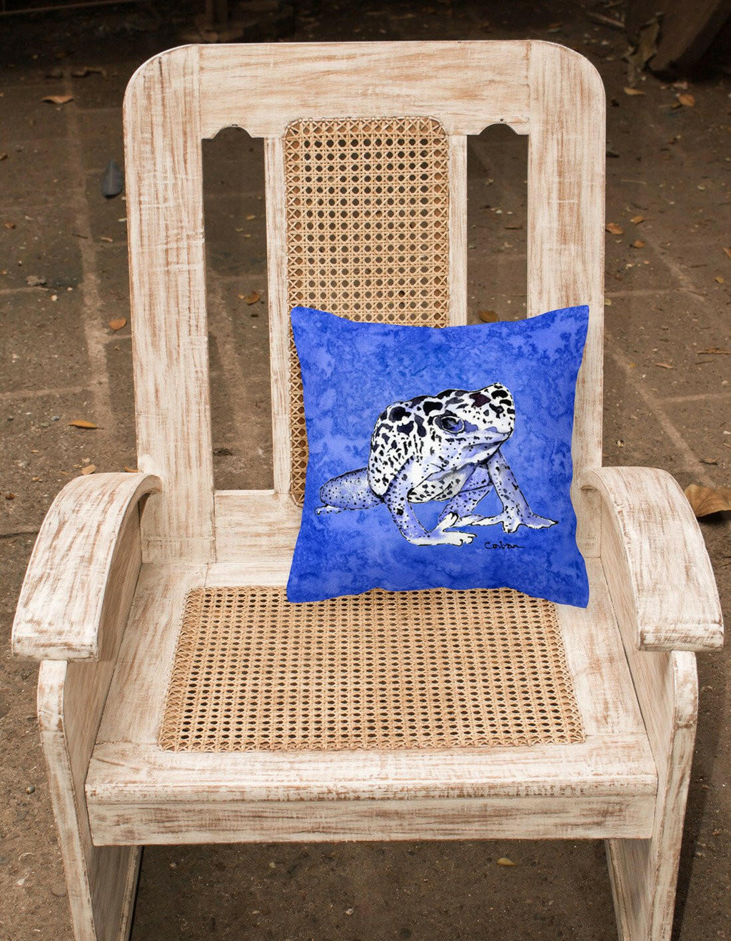 Frog Decorative Throw Pillow 14x14 Indoor Outdoor Accent Cushion, Fabric Cover with Insert for Sofa, Bed, Porch & Living Room