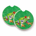 Frog Set of 2 Cup Holder Car Coasters Absorbent Round Sandstone Coasters Gifts for Men or Women, 2.5, Multicolor