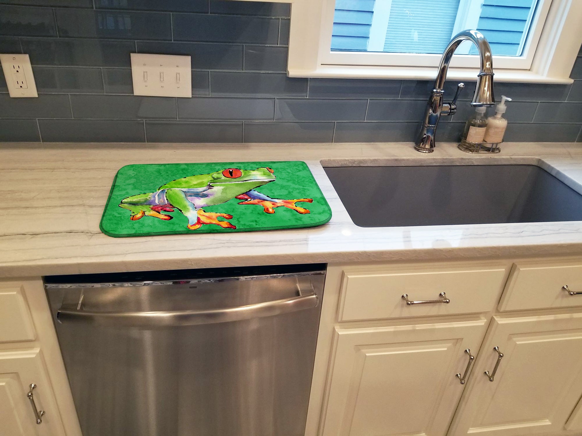 Frog Dish Drying Mat Absorbent Dish Drying Mat Pad for Kitchen Counter Dish Drainer Mat for Countertop, 14 x 21", Multicolor