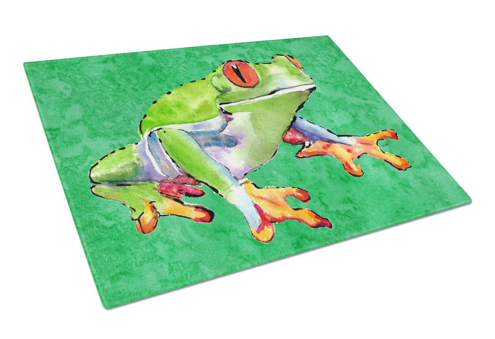 Frog Cutting Board Tempered Glass Kitchen Cutting Surface, Heat Resistant Chopping, Non-Slip Feet, Food Prep & Serving