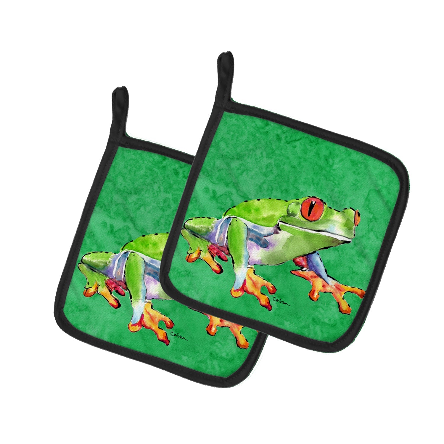 Frog Pot Holder Set of 2 Heat Resistant Quilted Hot Pads 7.5 x 7.5 Inch, Insulated Kitchen Trivets for Cooking & Baking