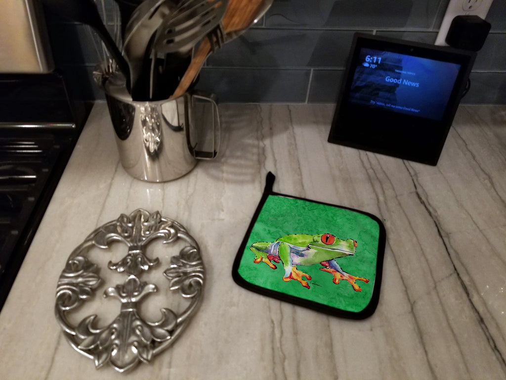 Frog Pot Holder Set of 2 Heat Resistant Quilted Hot Pads 7.5 x 7.5 Inch, Insulated Kitchen Trivets for Cooking & Baking