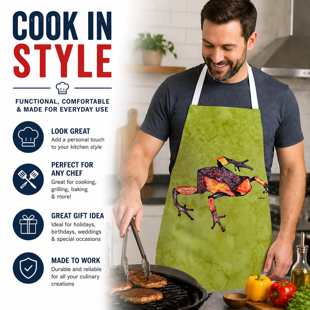 Frog Apron Cooking Kitchen Server Baking Crafts Gardening for Adult Women Men, Unisex, Large, Multicolor