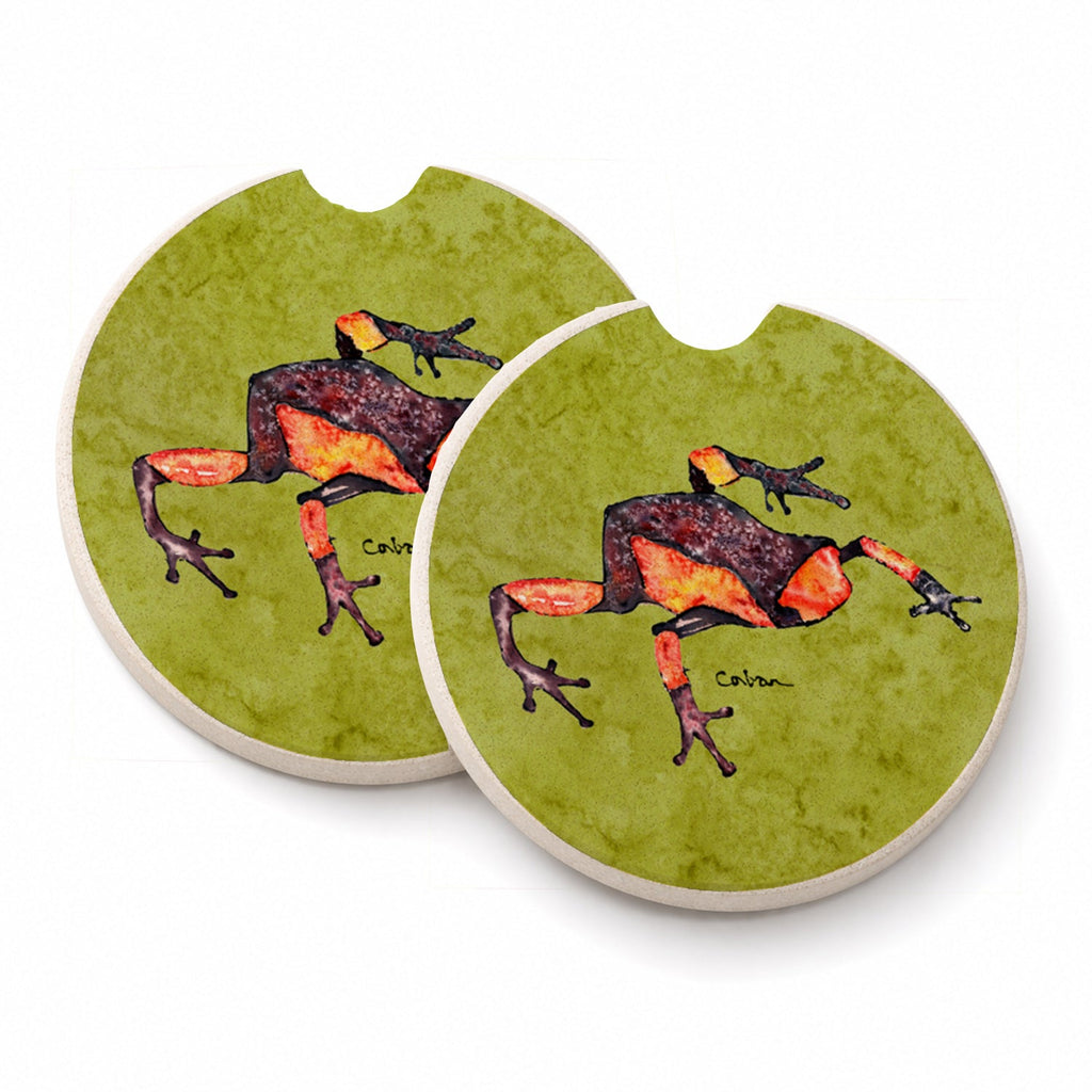 Frog Set of 2 Cup Holder Car Coasters Absorbent Round Sandstone Coasters Gifts for Men or Women, 2.5, Multicolor