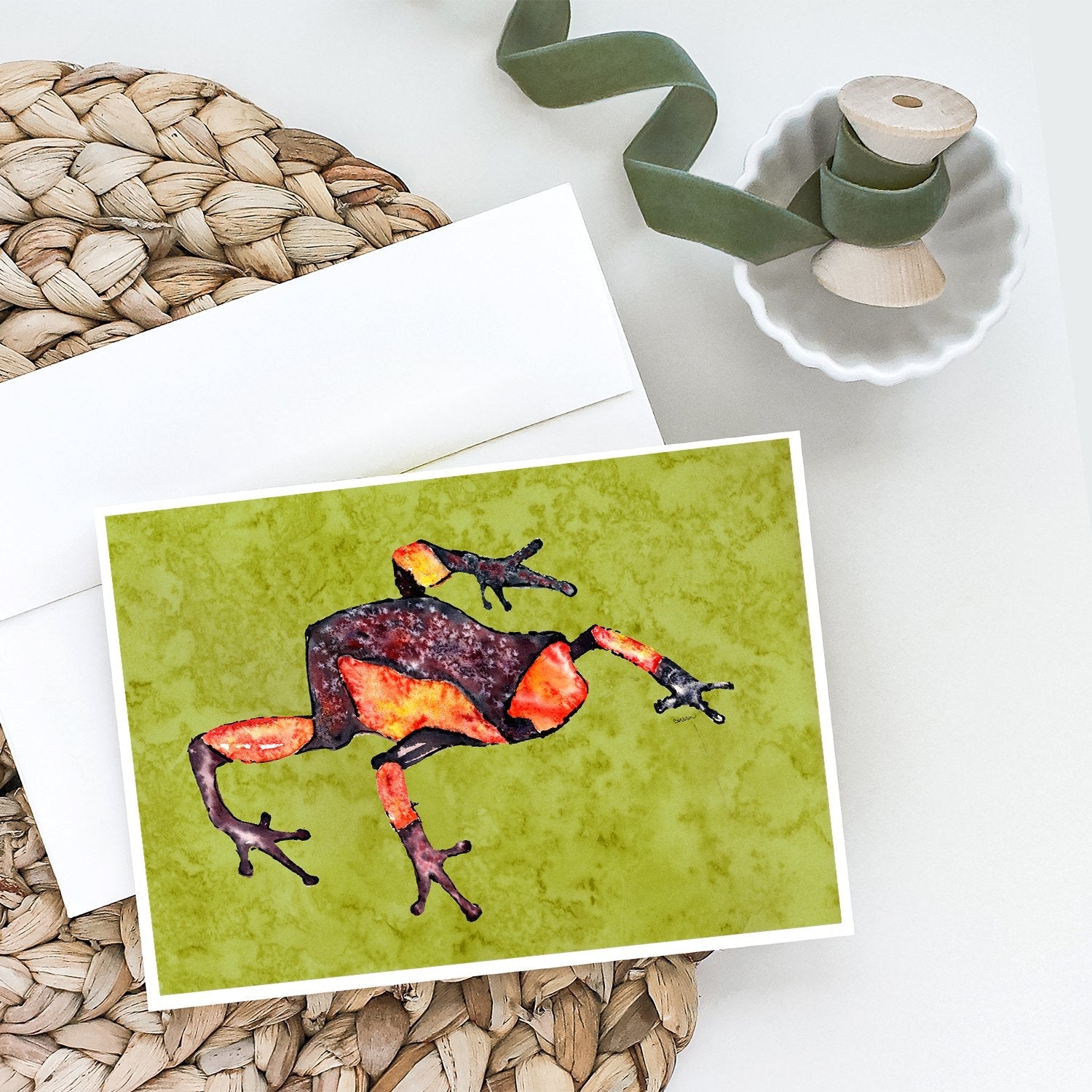 Frog Greeting Cards Pack of 8 Blank Cards with Envelopes Whimsical A7 Size 5x7