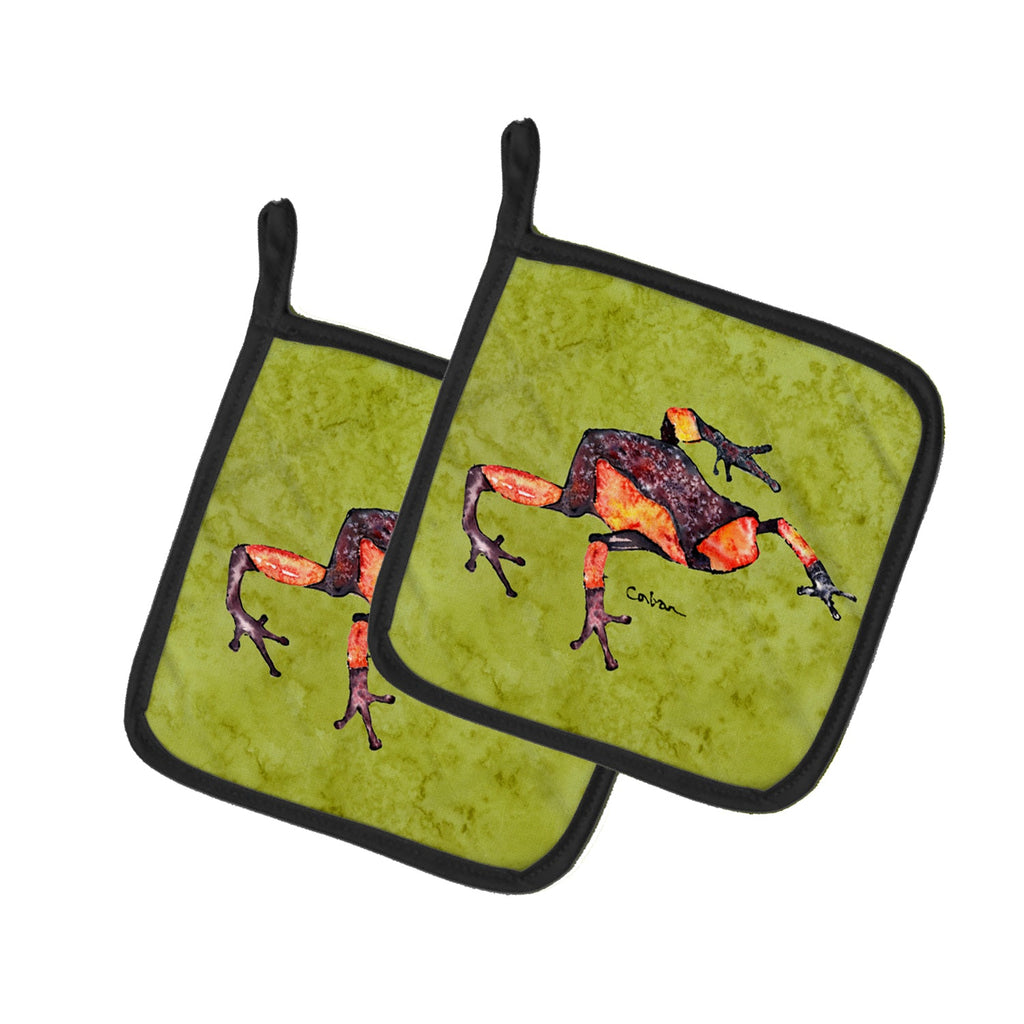 Frog Pot Holder Set of 2 Heat Resistant Quilted Hot Pads 7.5 x 7.5 Inch, Insulated Kitchen Trivets for Cooking & Baking