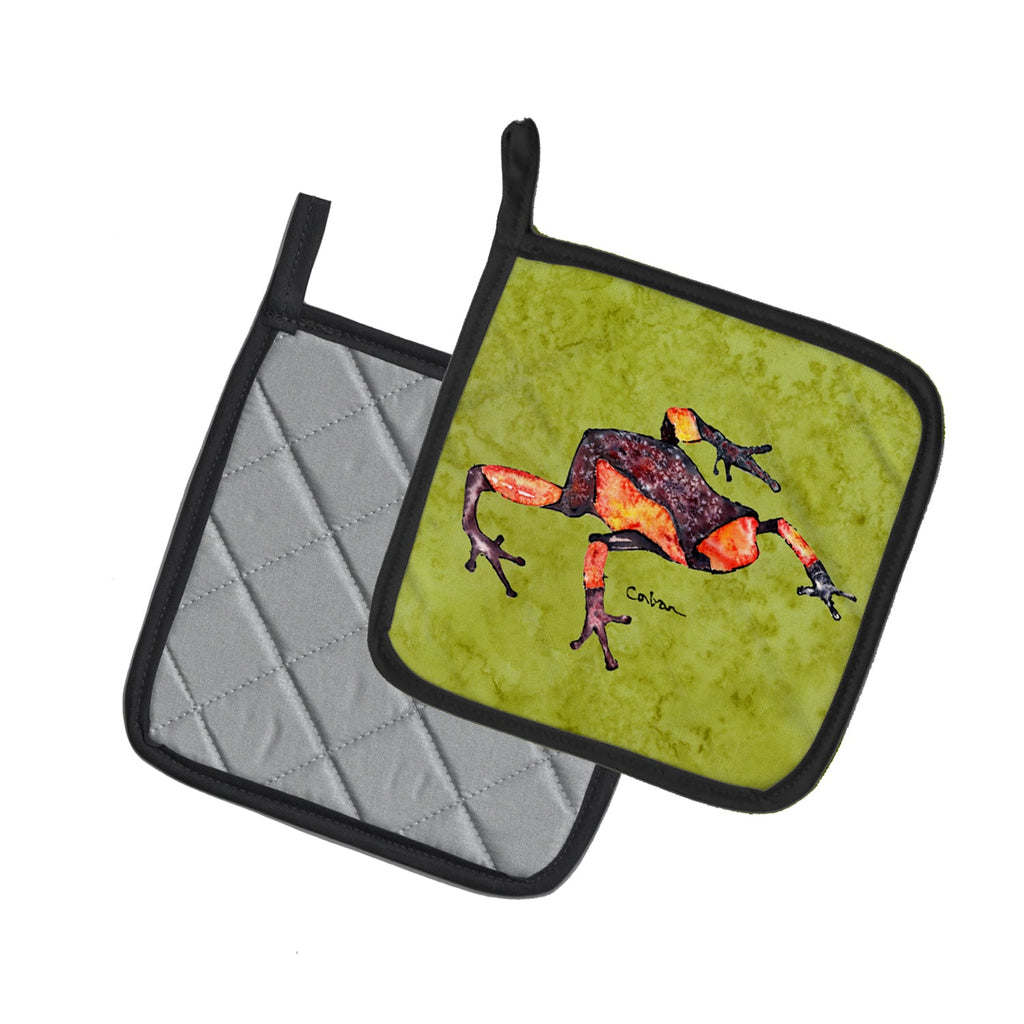 Frog Pot Holder Set of 2 Heat Resistant Quilted Hot Pads 7.5 x 7.5 Inch, Insulated Kitchen Trivets for Cooking & Baking