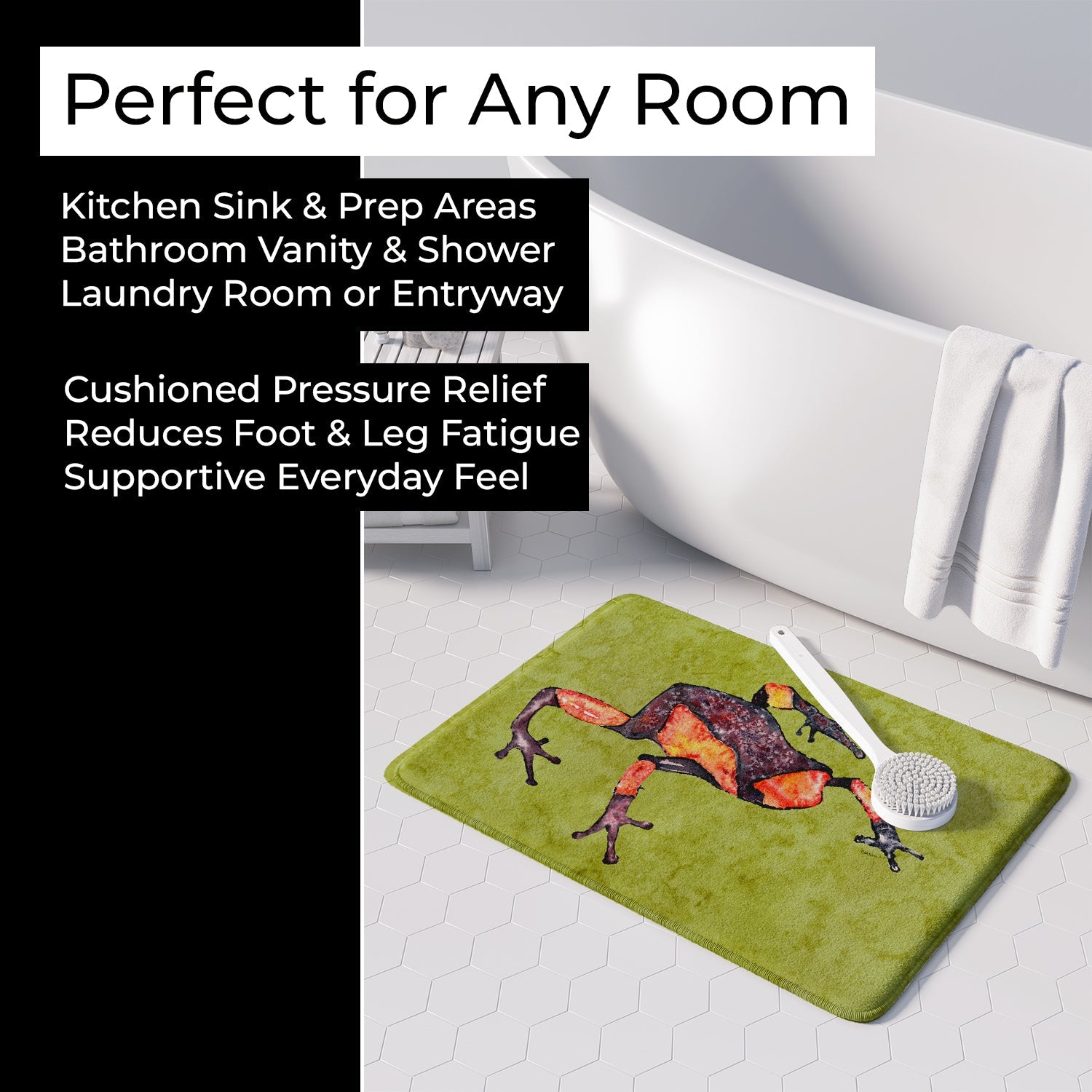 Frog Memory Foam Kitchen Mat Machine Washable Anti-Fatigue Cushion Comfort Bath or Kitchen Rug