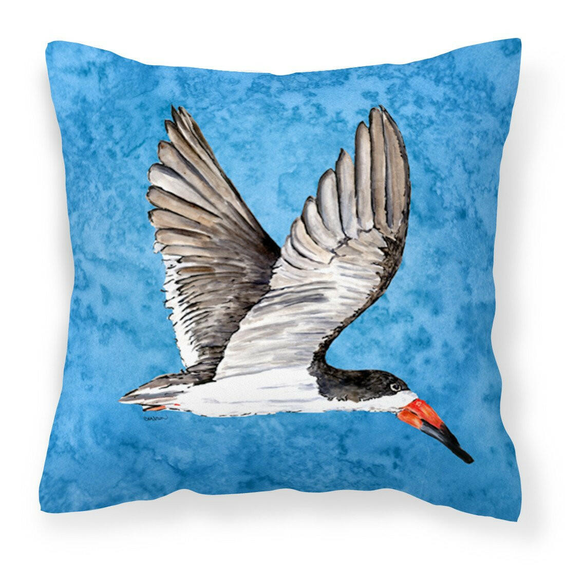 Bird on Blue Decorative Throw Pillow 14x14 Indoor Outdoor Accent Cushion, Fabric Cover with Insert for Sofa, Bed, Porch & Living Room