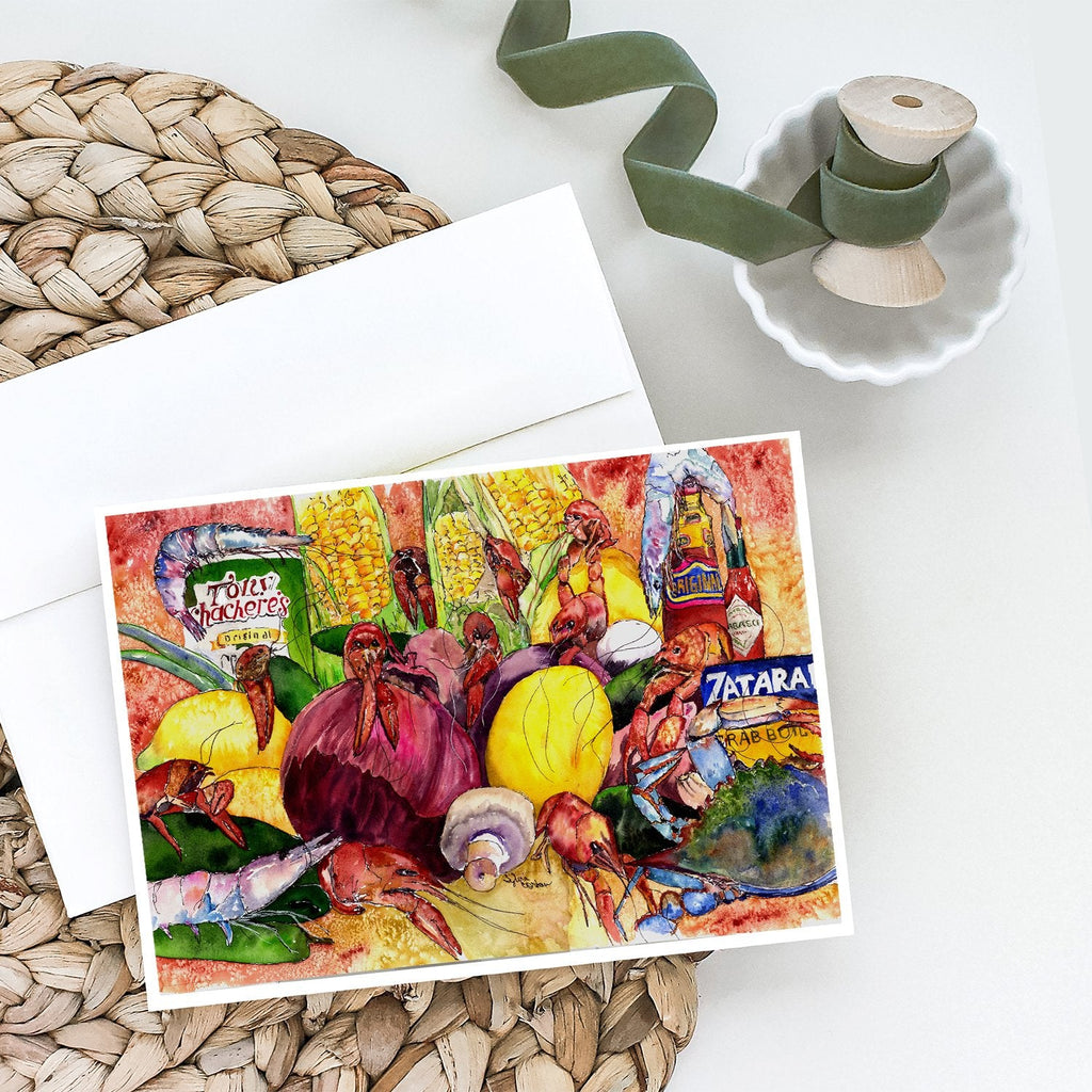Crawfish with Spices and Corn Greeting Cards Pack of 8 Blank Cards with Envelopes Whimsical A7 Size 5x7