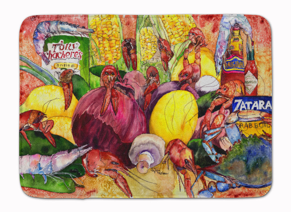 Crawfish with Spices and Corn Memory Foam Kitchen Mat Machine Washable Anti-Fatigue Cushion Comfort Bath or Kitchen Rug