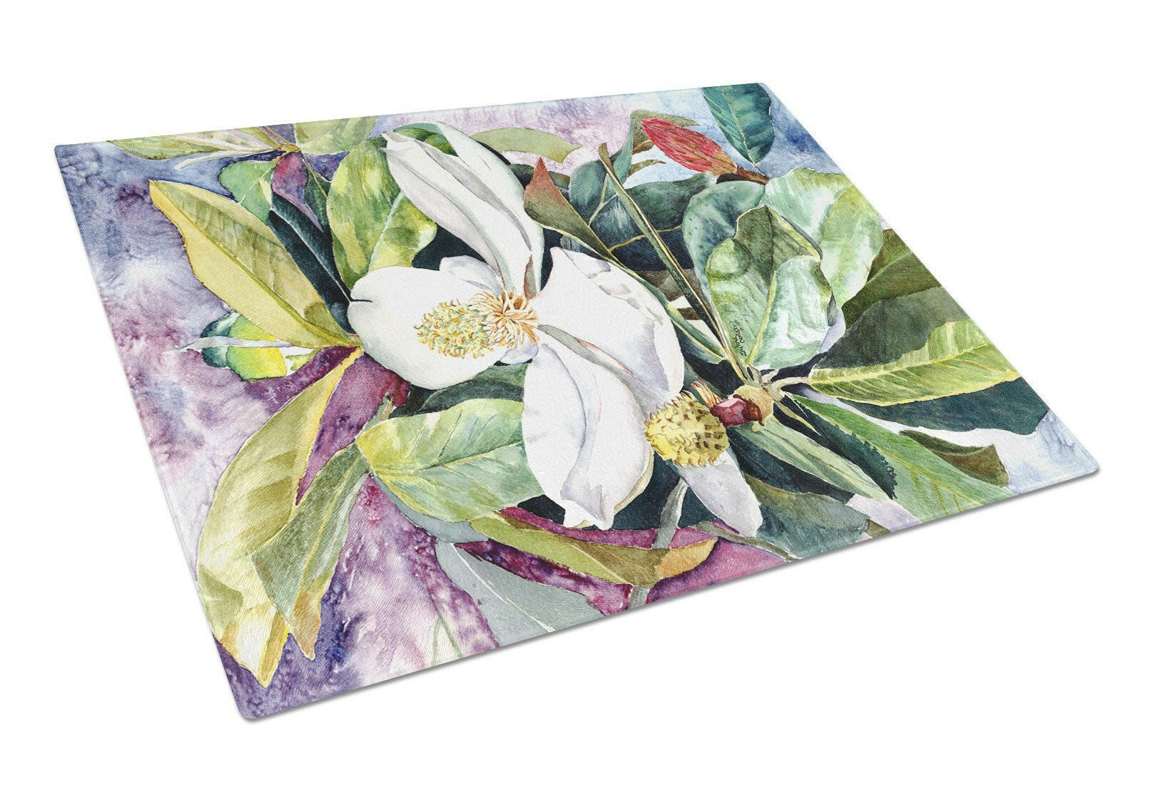 Magnolia Cutting Board Tempered Glass Kitchen Cutting Surface, Heat Resistant Chopping, Non-Slip Feet, Food Prep & Serving