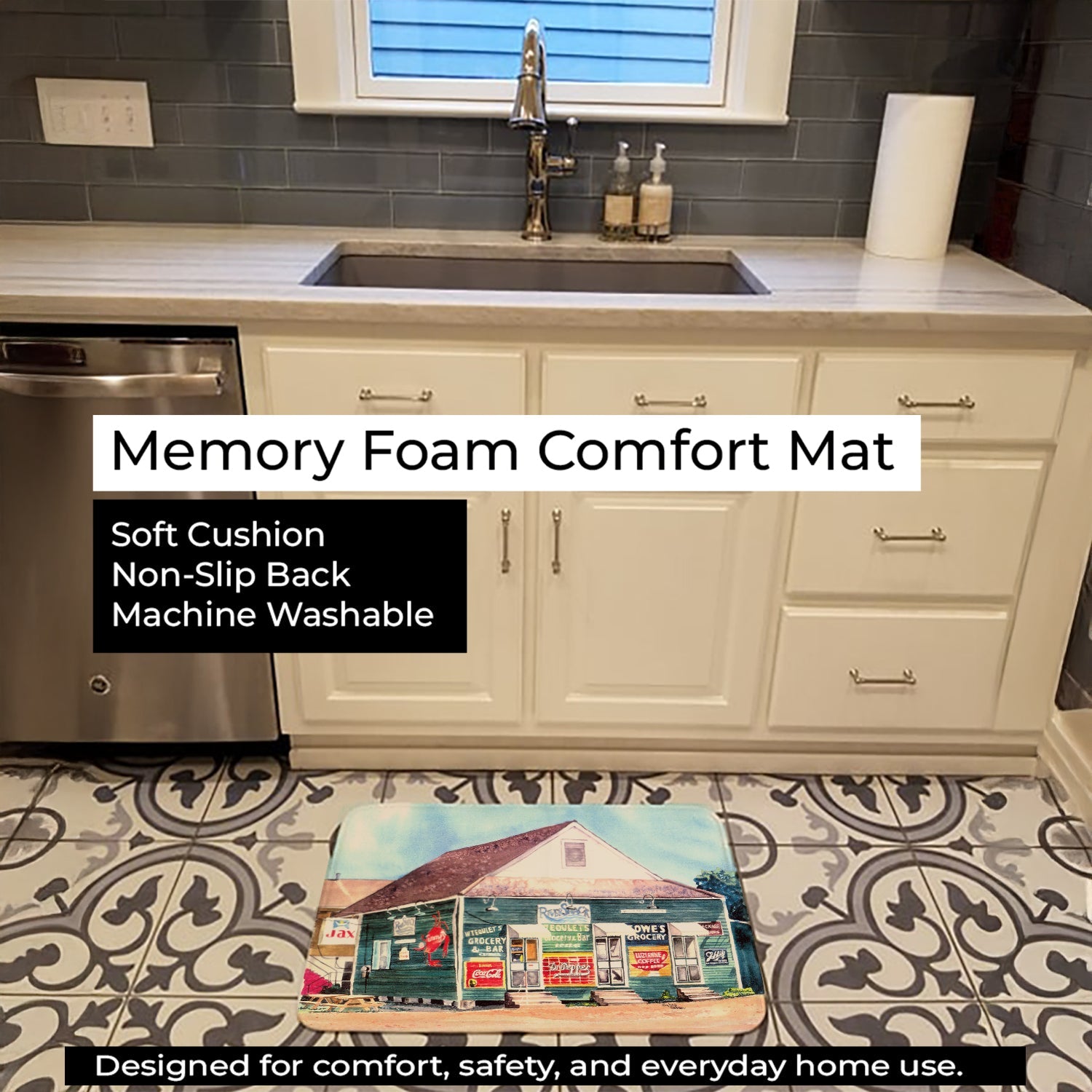 Rivershack Memory Foam Kitchen Mat Machine Washable Anti-Fatigue Cushion Comfort Bath or Kitchen Rug