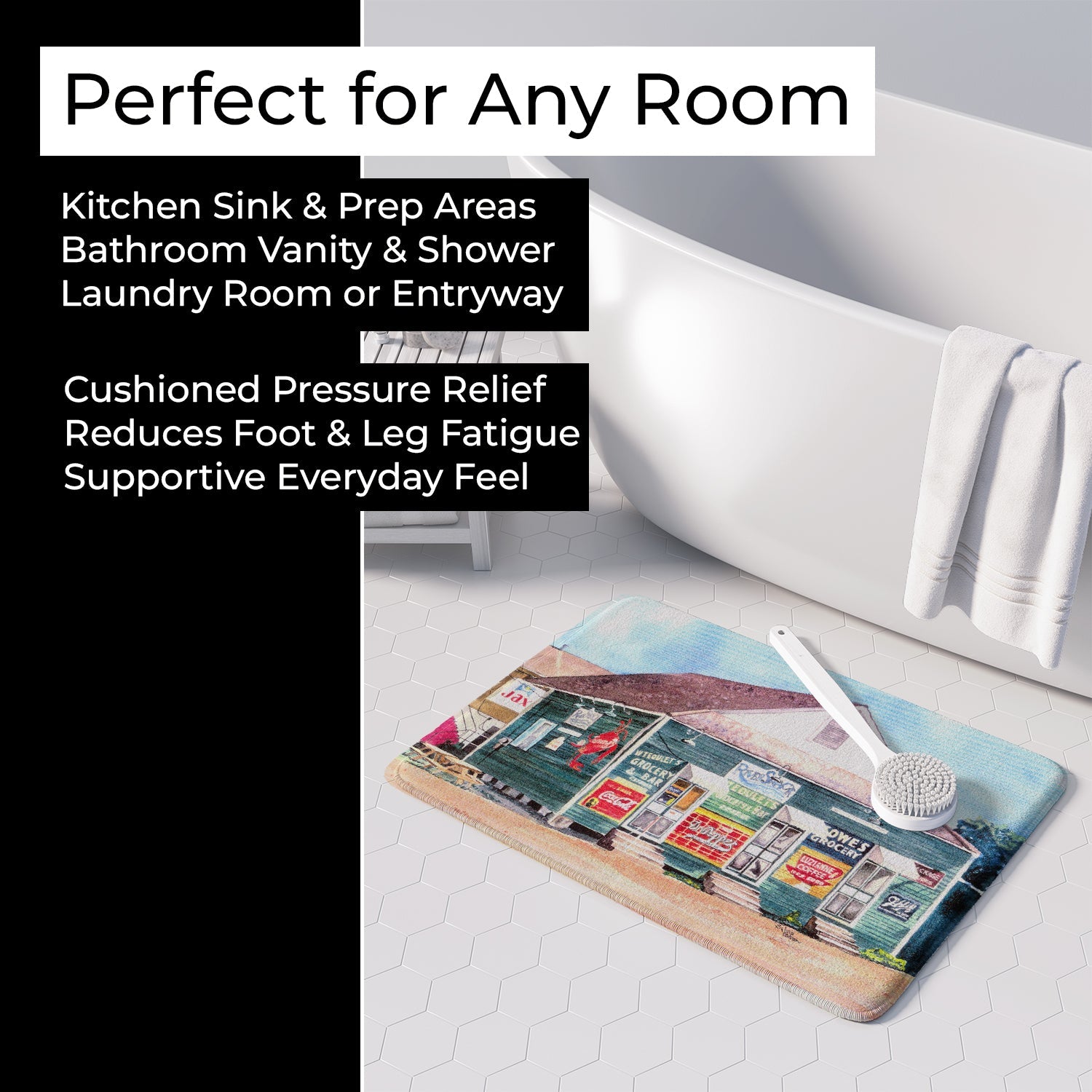 Rivershack Memory Foam Kitchen Mat Machine Washable Anti-Fatigue Cushion Comfort Bath or Kitchen Rug